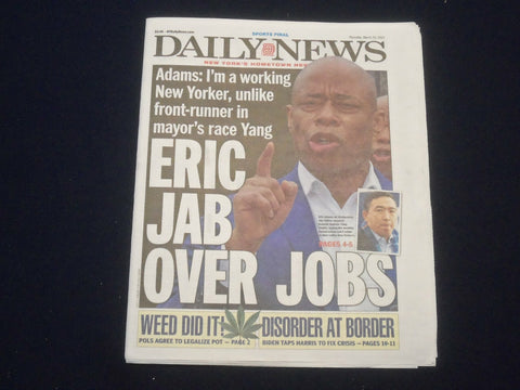 2021 MAR 25 NEW YORK DAILY NEWS NEWSPAPER-ERIC ADAMS RIPS ANDREW WANG OVER JOBS