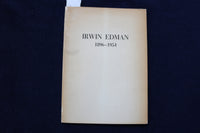 1954 MEMORIAN IRWIN EDMAN 1896-1954 SOFTCOVER BOOK - K 775