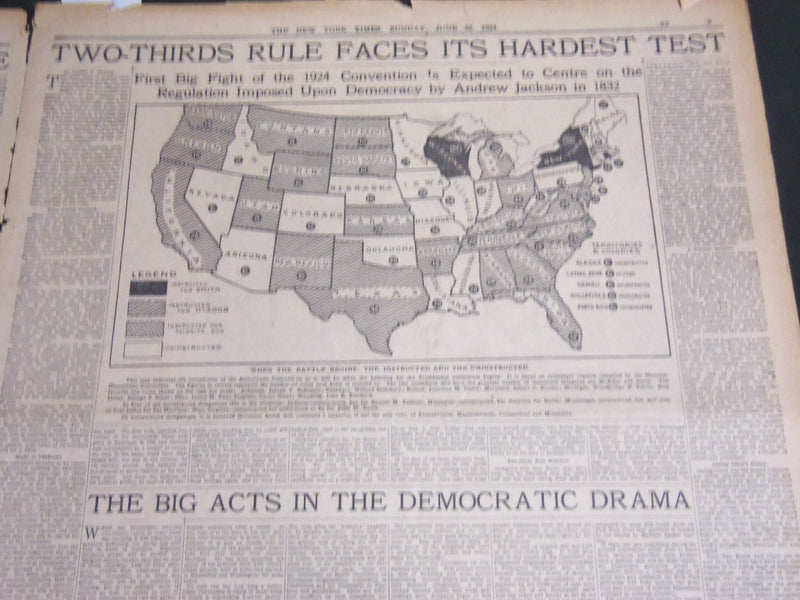 1924 JUN 22 NY TIMES SPECIAL FEATURES LEADERS POINT OUT DUTY DEMOCRATS - NT 7091