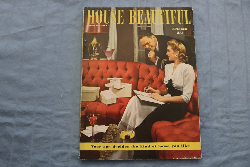 1943 OCTOBER HOUSE BEAUTIFUL MAGAZINE - YOUR AGE DECIDES HOME COVER - E 9624