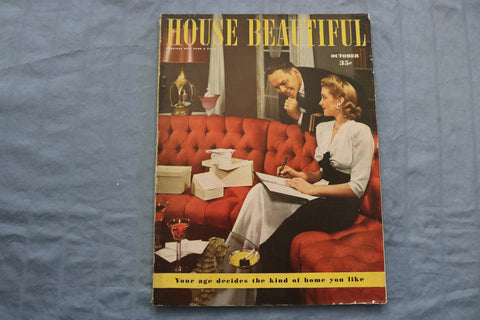 1943 OCTOBER HOUSE BEAUTIFUL MAGAZINE - YOUR AGE DECIDES HOME COVER - E 9624