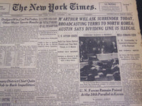 1950 OCTOBER 1 NEW YORK TIMES - M'ARTHUR WILL ASK SURRENDER TODAY - NT 4577