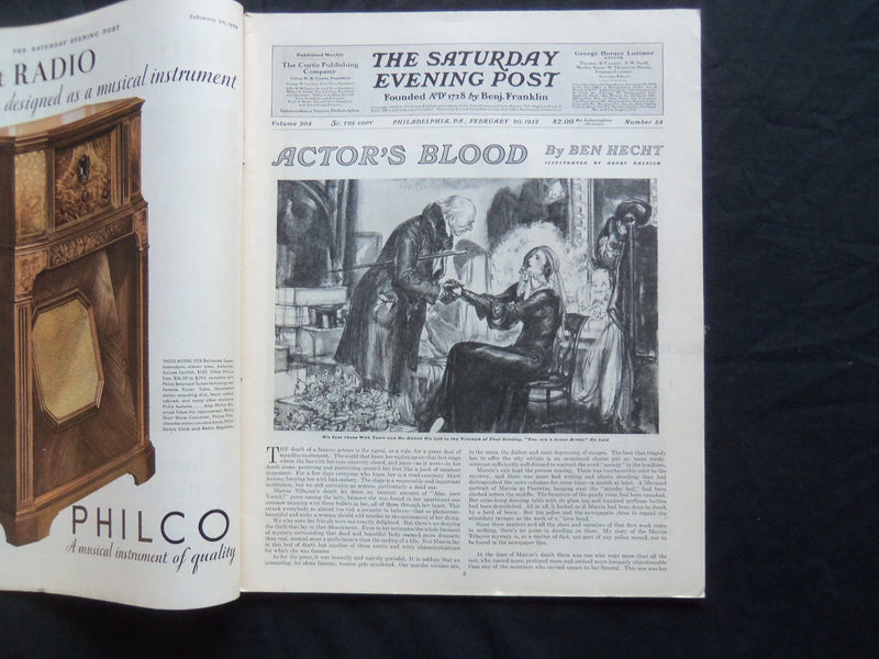 1932 FEBRUARY 20 THE SATURDAY EVENING POST MAGAZINE - ILLUSTRATED COVER -SP 1453