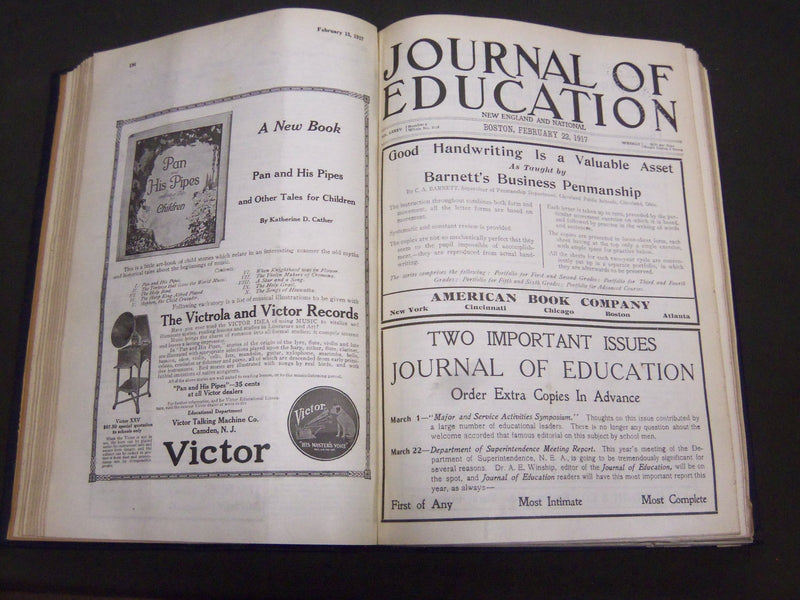 1917 JANUARY-DECEMBER JOURNAL OF EDUCATION BOUND VOLUME - COMPLETE YEAR - R 889