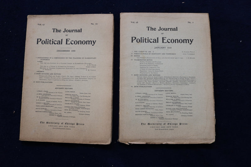 1909-1910 THE JOURNAL OF POLITICAL ECONOMY MAGAZINE - LOT OF 10 - O 3419