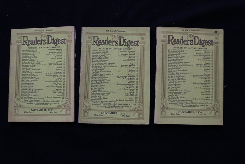 1932-1938 READERS DIGEST MAGAZINE - LOT OF 14 - O 3671