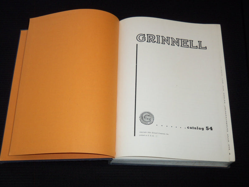 1954 GRINNELL COMPANY CATALOG HARDCOVER CATALOG NO. 54 - R 102K