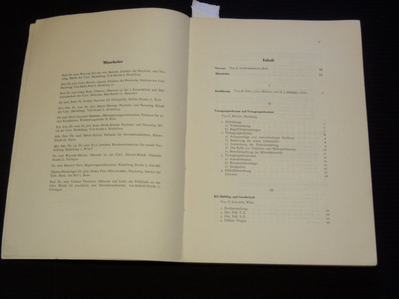 1963 PSYCHISCHE SPATSCHADEN NACH POLITISCHER VERFOLGUNG BOOK - J 9563
