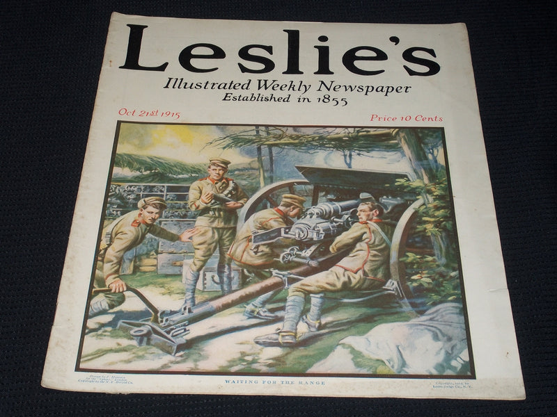 1915 OCTOBER 21 LESLIE'S ILLUSTRATED MAGAZINE - WAITING FOR RANGE COVER - E 5546