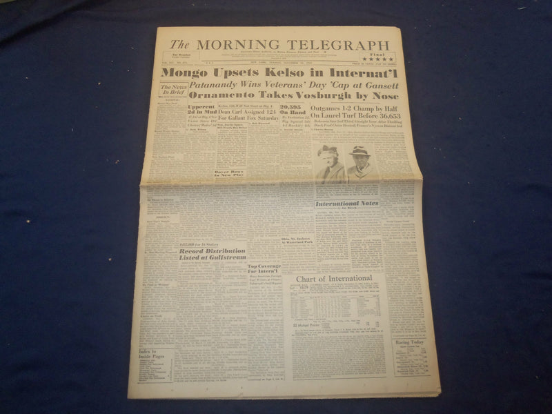 1963 NOVEMBER 12 THE MORNING TELEGRAPH NEWSPAPER - MONGO UPSETS KELSO - NP 3200E
