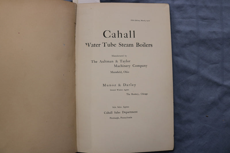 1900 CAHALL WATER TUBE STEAM BOILERS HARDCOVER BOOK - KD 9599