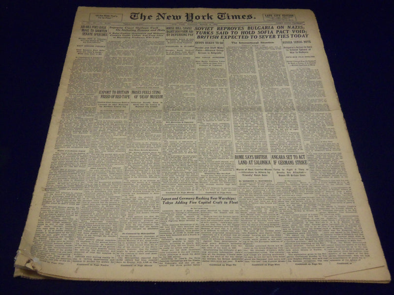 1941 MARCH 4 NEW YORK TIMES - SOVIET REPROVES BULGARIA ON NAZIS - NT 1088