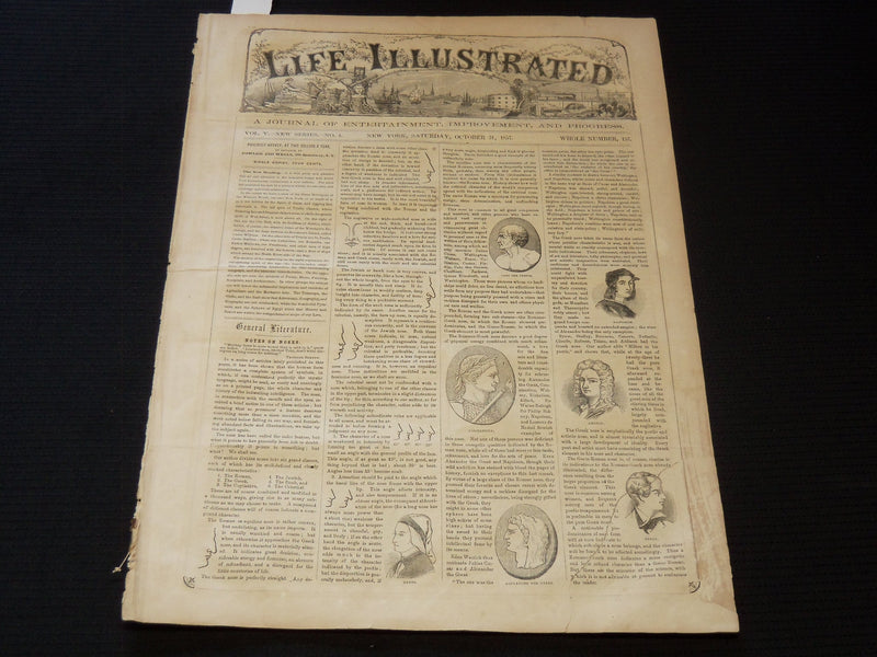 1857 OCTOBER 31 LIFE ILLUSTRATED NEWSPAPER - OUR NEW HEADING - NP 5912