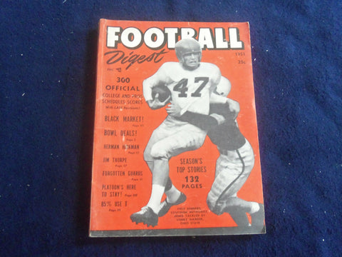 1951 FOOTBALL DIGEST - FRED BENNERS & SONNY GANDEE COVER - SP 7492K