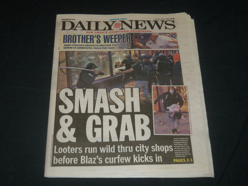 2020 JUNE 2 NEW YORK DAILY NEWS NEWSPAPER - SMASH & GRAB - LOOTERS RUN WILD
