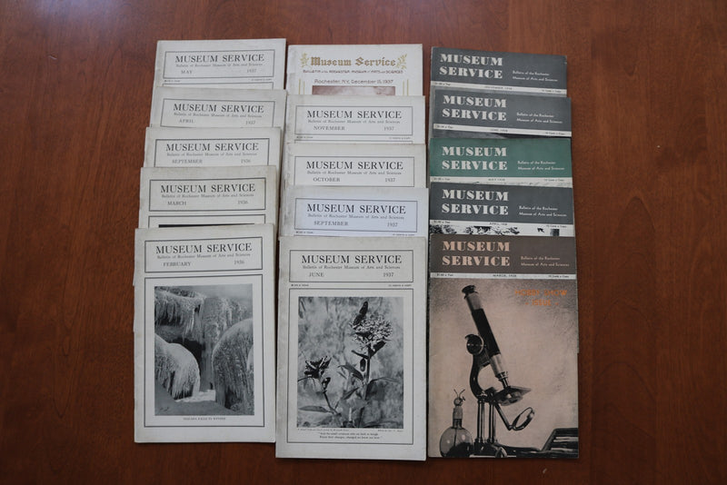 1936-1938 MUSEUM SERVICE ROCHESTER BULLETIN - LOT OF 15 - O 3915