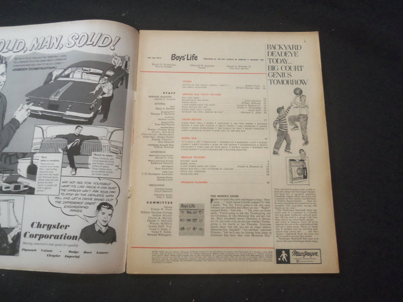 1961 JANUARY BOYS' LIFE MAGAZINE - 1961 CALENDAR COVER - ST 3770K