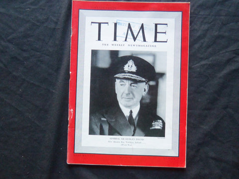 1940 APRIL 22 TIME MAGAZINE - ADMIRAL SIR DUDLEY POUND - T 709