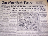 1944 FEBRUARY 14 NEW YORK TIMES - FIFTH ARMY ATTACKS BELOW ROME - NT 755