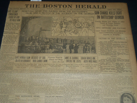 1907 JULY 16 THE BOSTON HERALD - EIGHT DEAD ON BATTLESHIP GEORGIA - BH 253