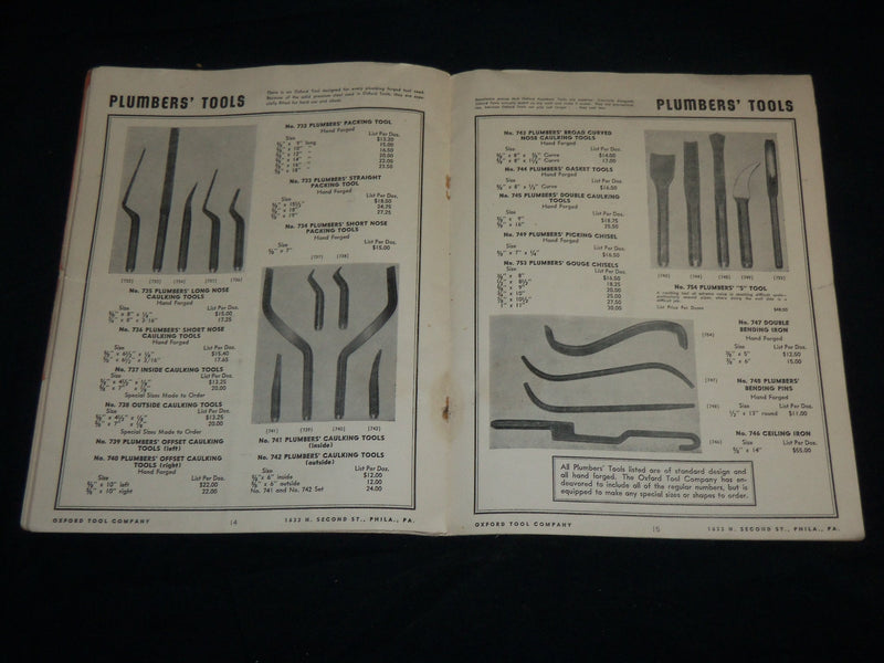 1930'S OXFORD TOOLS CO. CATALOGUE NO. 40 - PHILADELPHIA, PA - J 6644