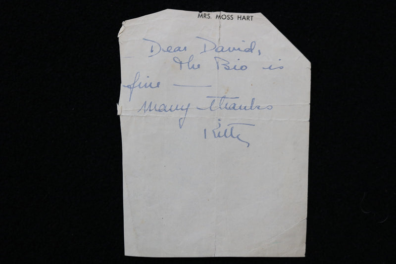 1962 KITTY CARLISLE HART SIGNED NOTES & ENVELOPE - LOT OF 3 - K 2778