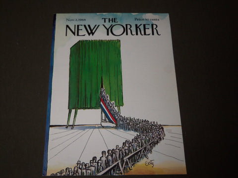 1968 NOVEMBER 2 NEW YORKER MAGAZINE FRONT COVER ONLY - GREAT ART FOR FRAMING