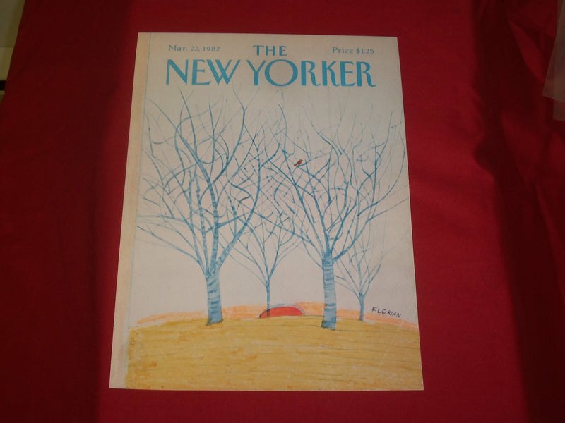 1982 MARCH 22 NEW YORKER MAGAZINE FRONT COVER ONLY - GREAT ART FOR FRAMING