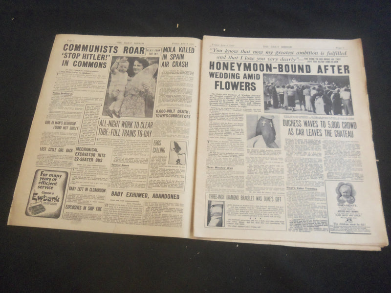 1937 JUNE 4 DAILY MIRROR NEWSPAPER - LONDON - DUKE & DUCHESS OF WINDSOR- NP 5754