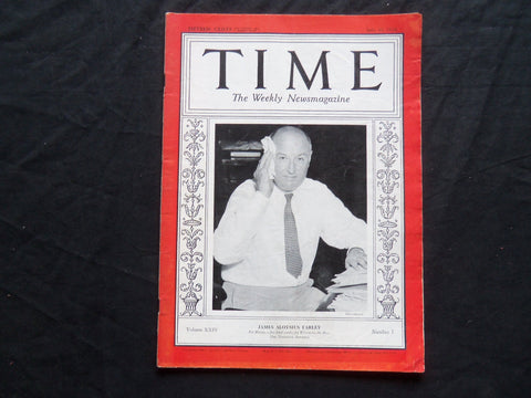 1934 JULY 30 TIME MAGAZINE - JAMES ALOYSIUS FARLEY - T 430