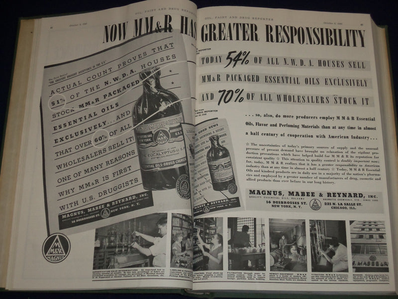 1941 OIL PAINT & DRUG REPORTER MAGAZINE BOUND VOL LOT OF 4 - GREAT ADS - KD 1221