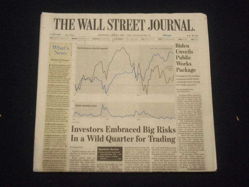 2021 APRIL 1 THE WALL STREET JOURNAL - BIDEN UNVEILS PUBLIC WORKS PACKAGE