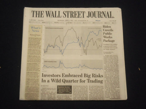 2021 APRIL 1 THE WALL STREET JOURNAL - BIDEN UNVEILS PUBLIC WORKS PACKAGE