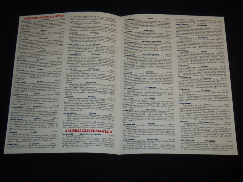 1987 EQUITABLE ALL-STAR GAME BASEBALL FOLD OUT LOT OF 4 - J 8694