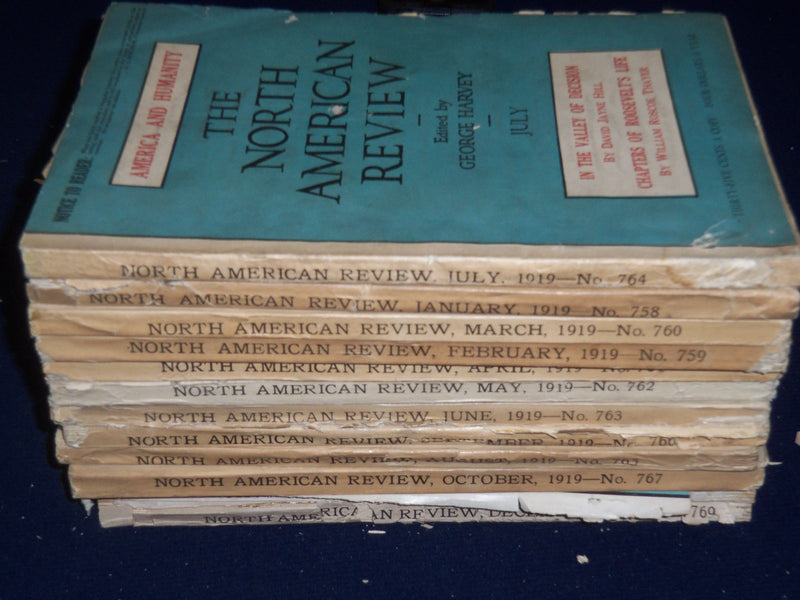 1919 NORTH AMERICAN REVIEW LOT OF 12 COMPLETE YEAR - STORIES/ARTICLES - WR 656