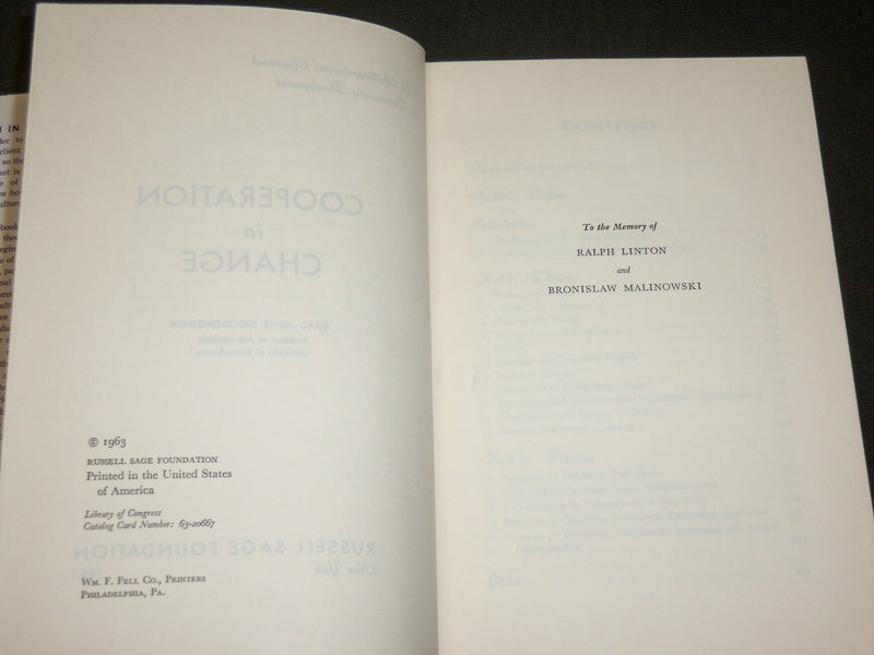 1963 COOPERATION IN CHANGE HARDCOVER BOOK BY WARD GOODENOUGH - KD 6278