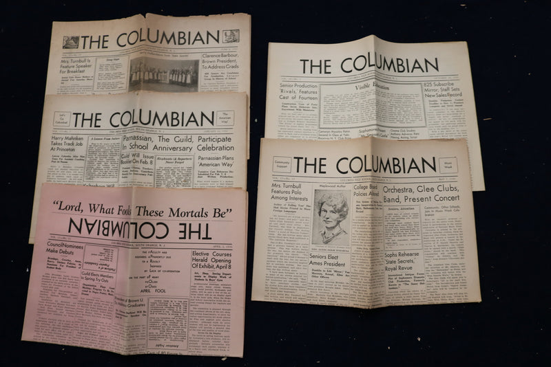 1935-1937 THE COLUMBIAN HIGH SCHOOL NEWSPAPER- S. ORANGE, NJ - LOT OF 28- O 3467