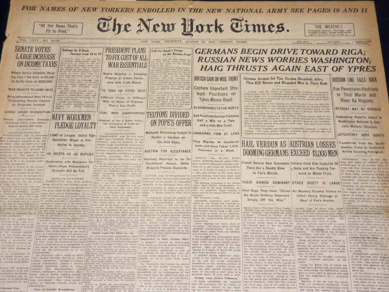 1917 AUGUST 23 NEW YORK TIMES - RIGA ROBINS BEAT PIRATES IN 22 INNINGS - NT 8523