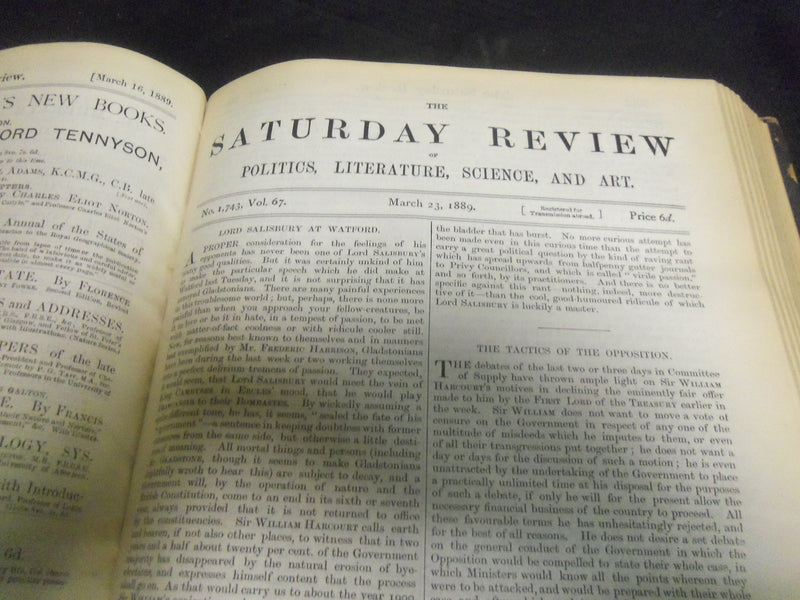 1889 SATURDAY REVIEW 2 BOUND VOLUMES - COMPLETE YR- PUBLISHED IN LONDON - R 1097