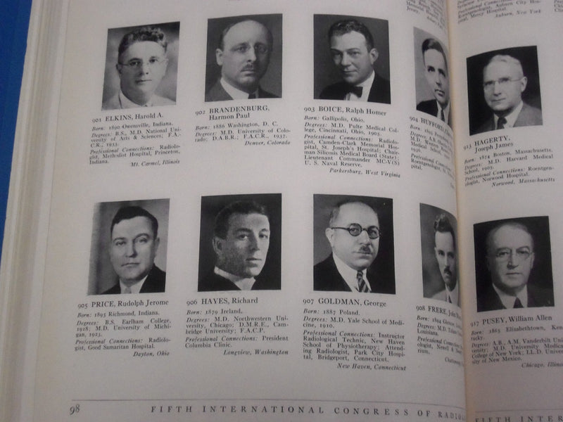 1937 FIFTH INTERNATIONAL CONGRESS OF RADIOLOGY ICR CATALOGUE - PHOTOS - J 1931