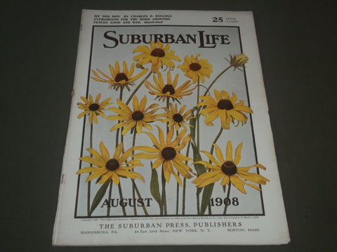 1908 AUGUST SUBURBAN LIFE THE COUNTRYSIDE MAGAZINE - GREAT COVER & ADS - SP 9509