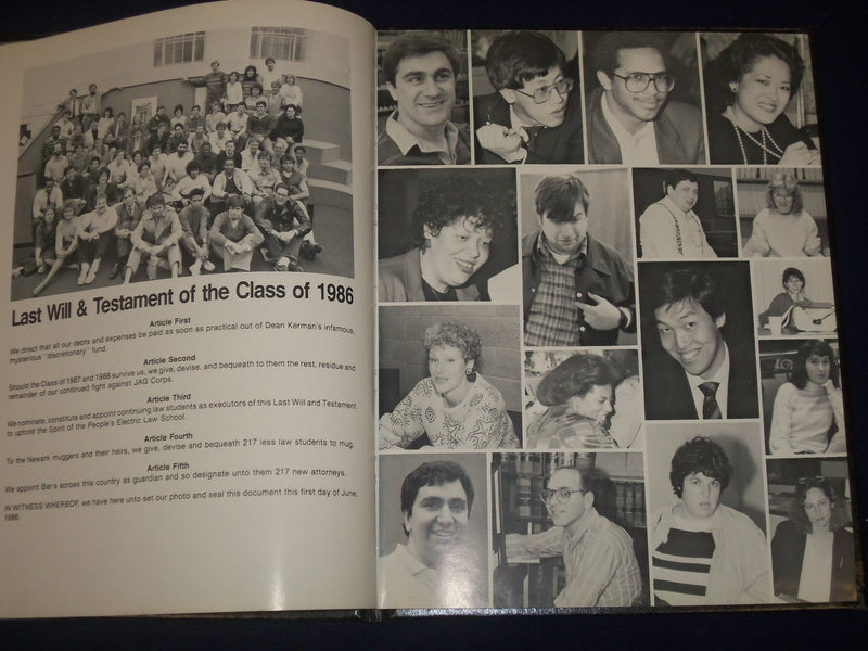1986 RUTGERS SCHOOL OF LAW NEWARK NEW JERSEY YEARBOOK - GREAT PHOTOS - YB 141