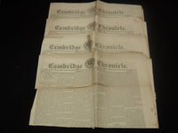 1848 CAMBRIDGE CHRONICLE NEWSPAPER LOT OF 4 ISSUES - MASSACHUSETTS - NP 3297K