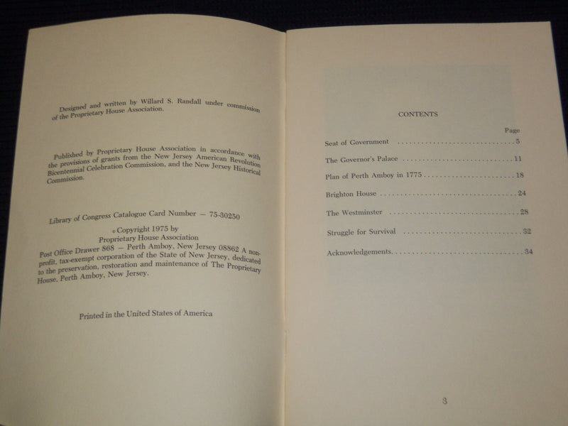 1975 THE PROPRIETARY HOUSE IN AMBOY BOOK BY WILLIAM S. RANDALL - J 7517
