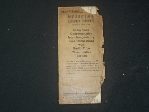 1939 NATIONAL UNION RADIO CORPORATION HANDBOOK - J 6369