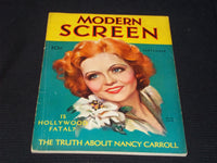 1931 SEPTEMBER MODERN SCREEN MAGAZINE - NANCY CARROLL FRONT COVER - E 14507
