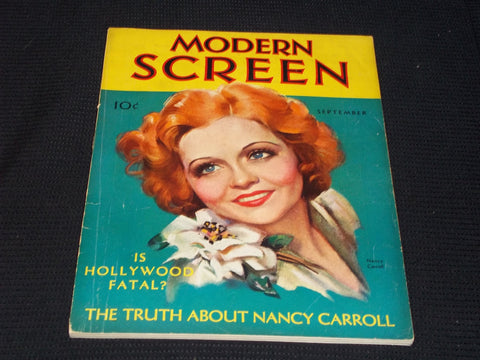 1931 SEPTEMBER MODERN SCREEN MAGAZINE - NANCY CARROLL FRONT COVER - E 14507