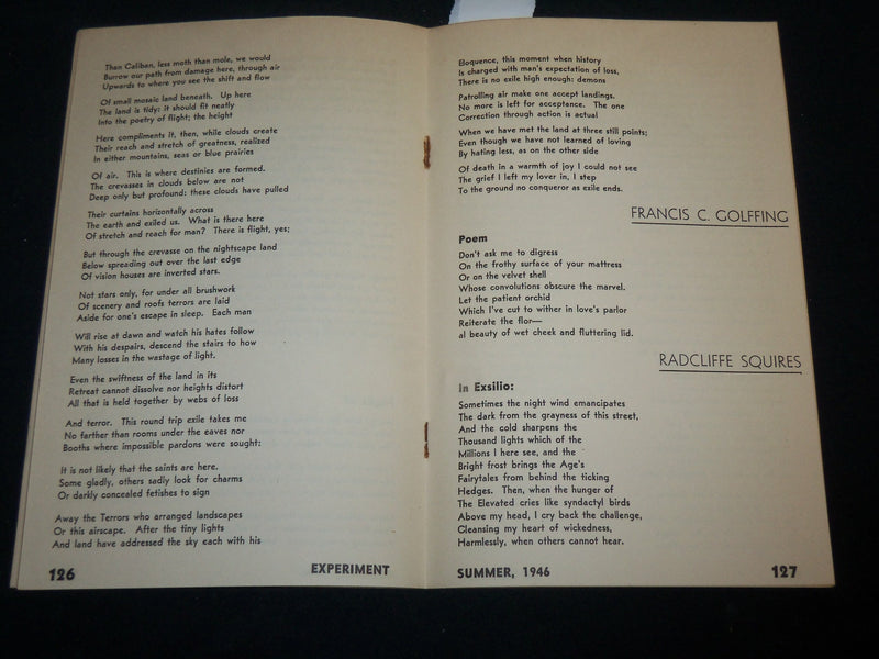 1946 SUMMER EXPERIMENT QUARTERLY OF NEW POETRY MAGAZINE - J 6584