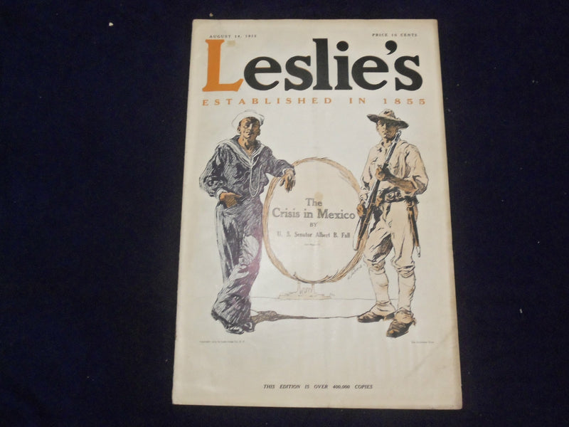1913 AUGUST 14 LESLIE'S WEEKLY MAGAZINE - COCA-COLA AD BACK PAGE - ST 6090