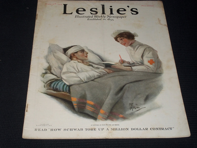 1916 AUGUST 17 LESLIE'S ILLUSTRATED MAGAZINE - A LETTER HOME COVER - E 5574